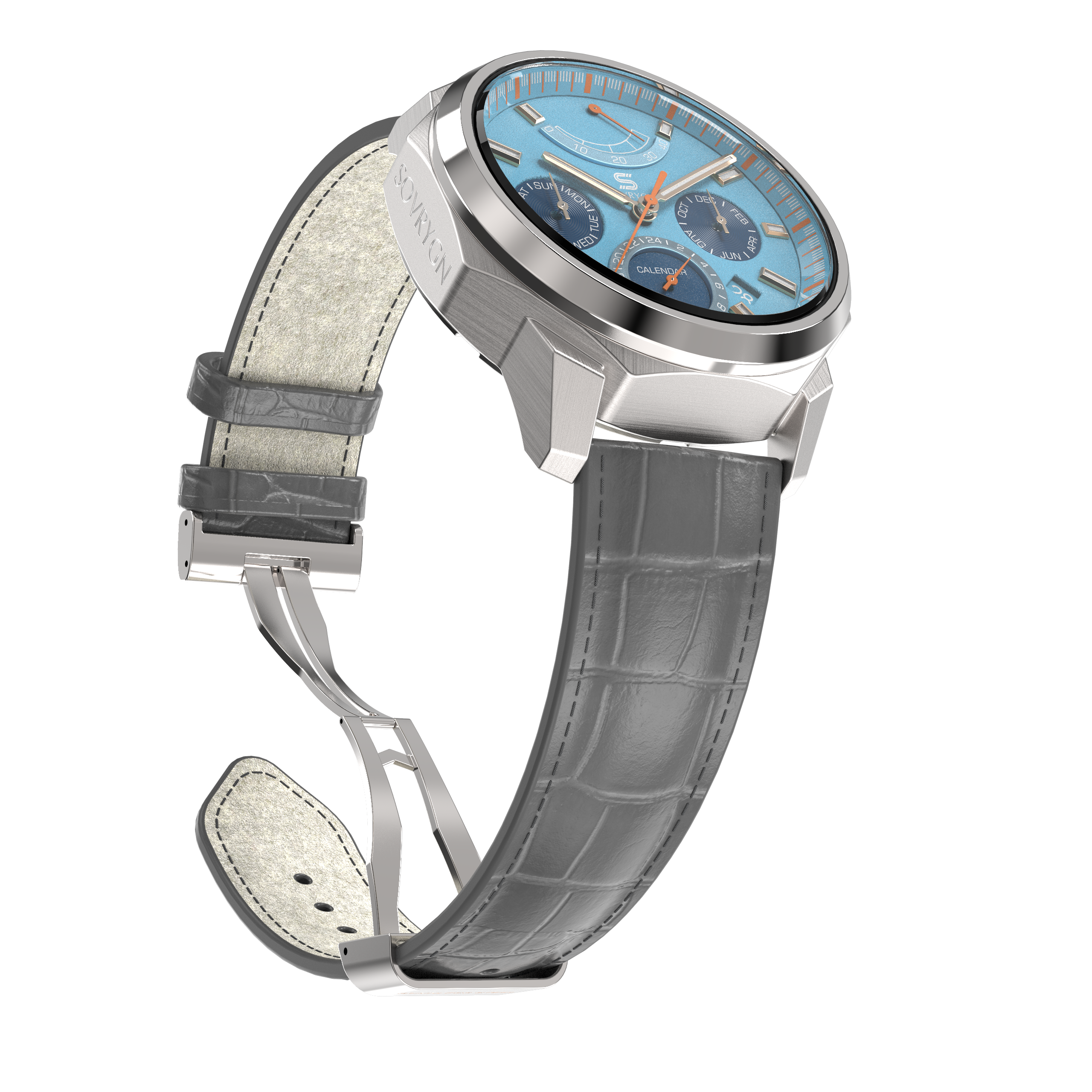 Grey Leather - Steel Clasp
