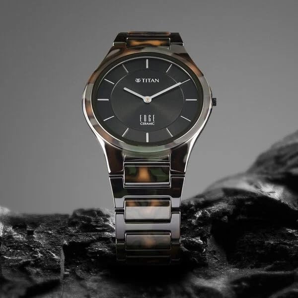 Titan Edge Ceramic Green Dial Analog Ceramic Strap watch for Men-NS1696QC06/NT1696QC06