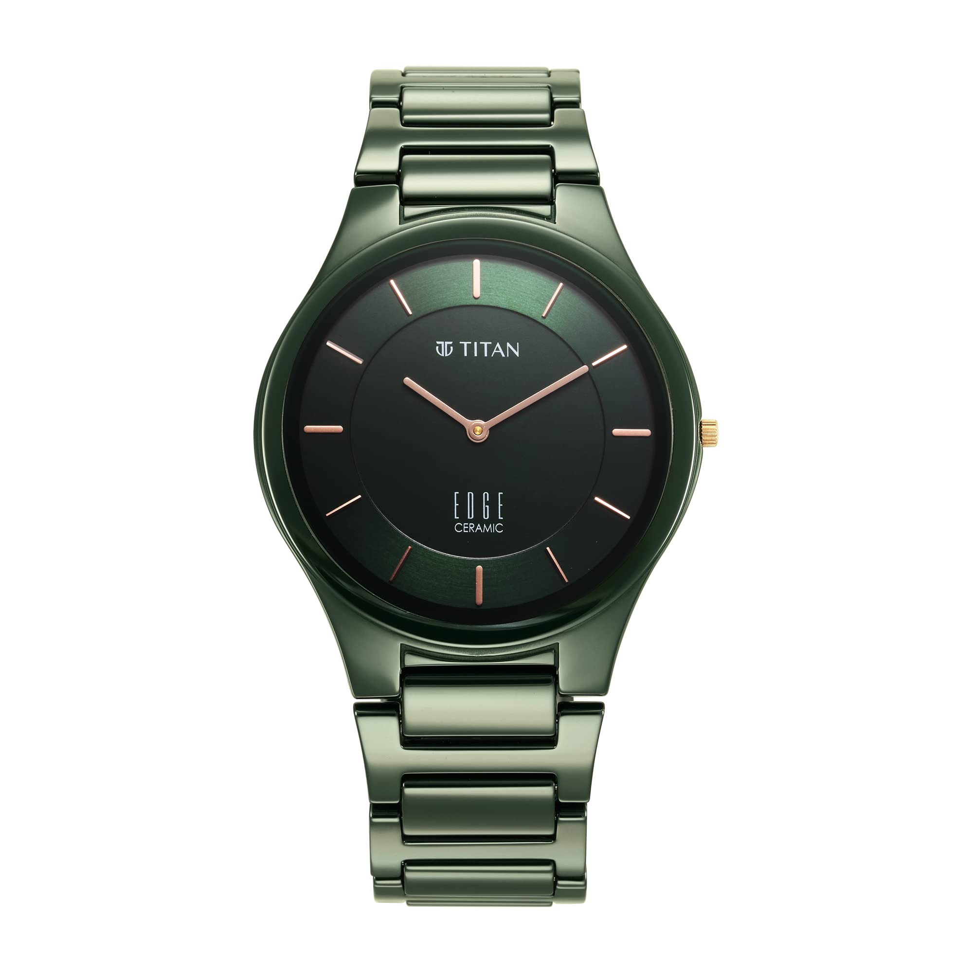Titan Edge Ceramic Green Dial Analog Ceramic Strap watch for Men-NS1696QC06/NT1696QC06