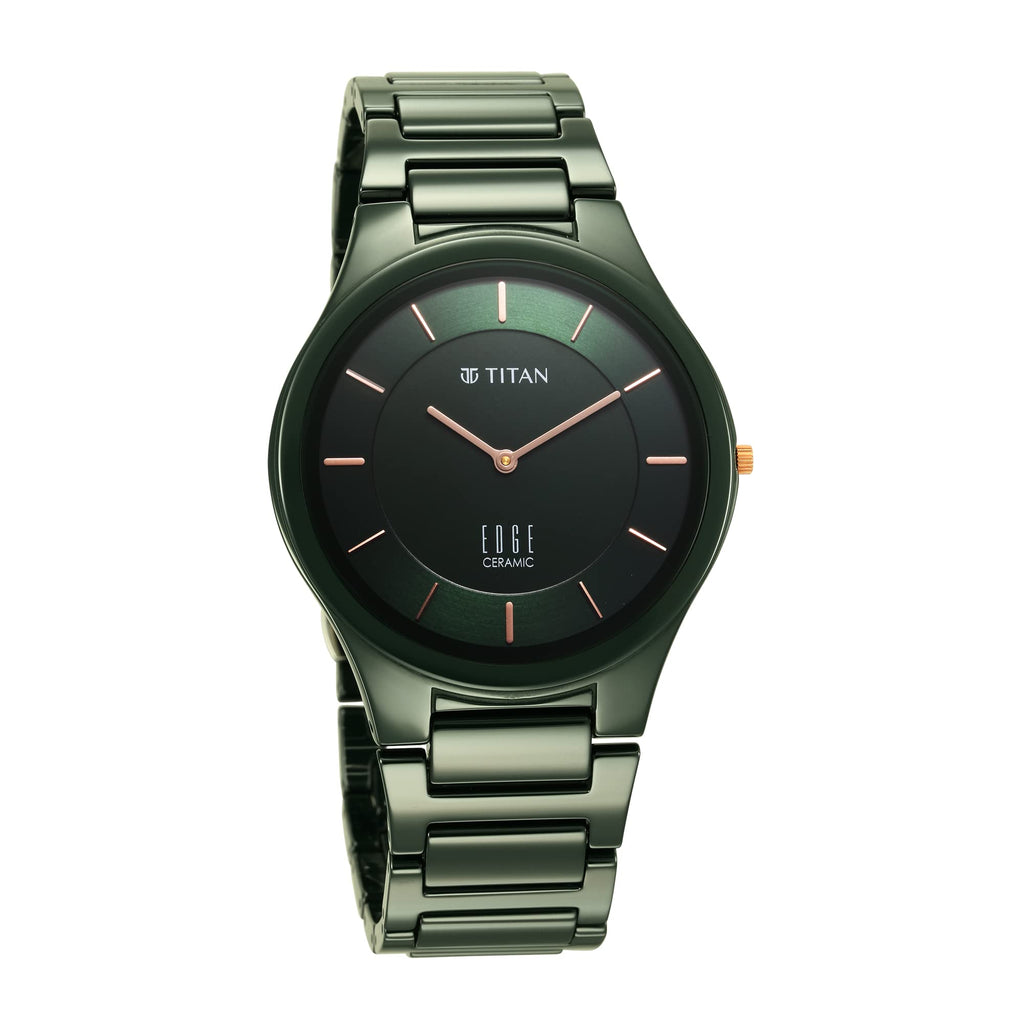 Titan Edge Ceramic Green Dial Analog Ceramic Strap watch for Men-NS1696QC06/NT1696QC06