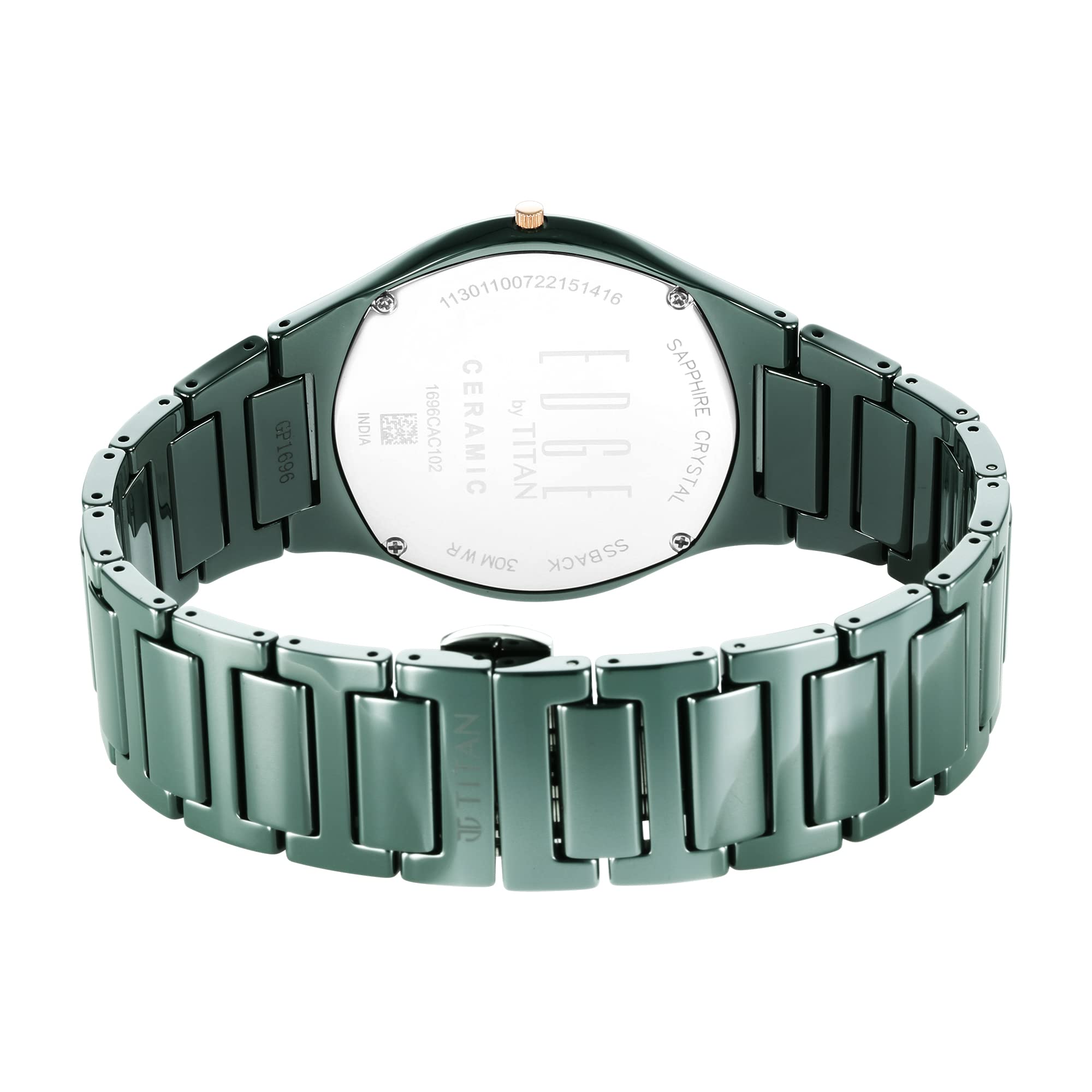 Titan Edge Ceramic Green Dial Analog Ceramic Strap watch for Men-NS1696QC06/NT1696QC06