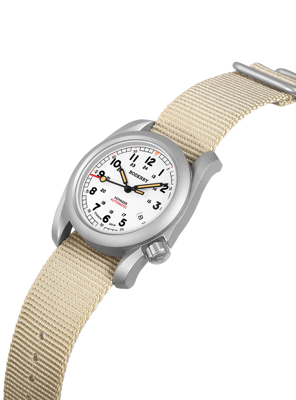 BODERRY Men's Titanium Automatic Military Watch 40mm, Day Date, 100M Waterproof, Japanese Mechanical Movement Voyager